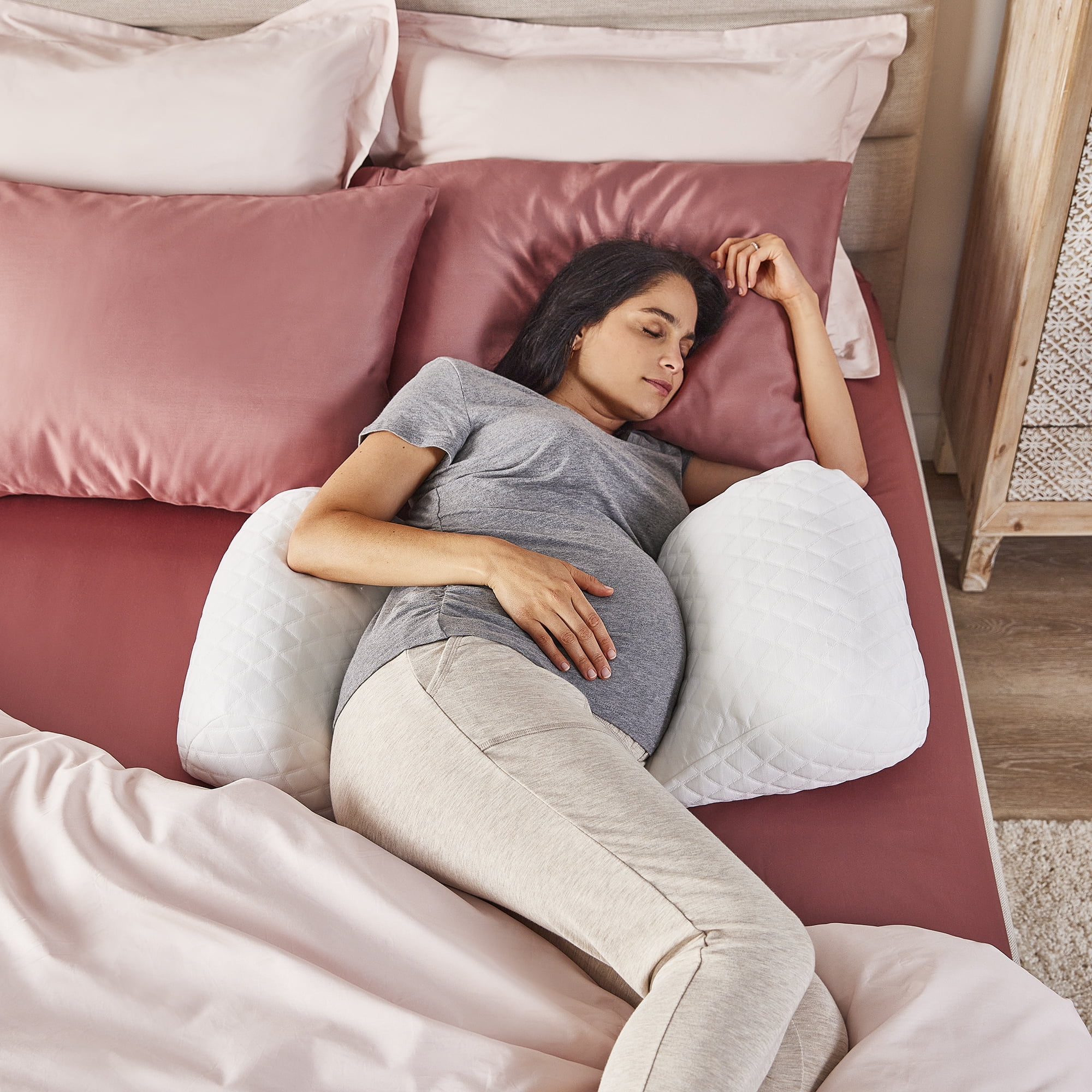Foam Bed Wedge Pillow Side Sleeping Cushion Bolster for Pregnancy Women 