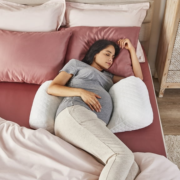 nue by Novaform Wedge Pregnancy Pillow, Responsive Foam & Fiberfill, White