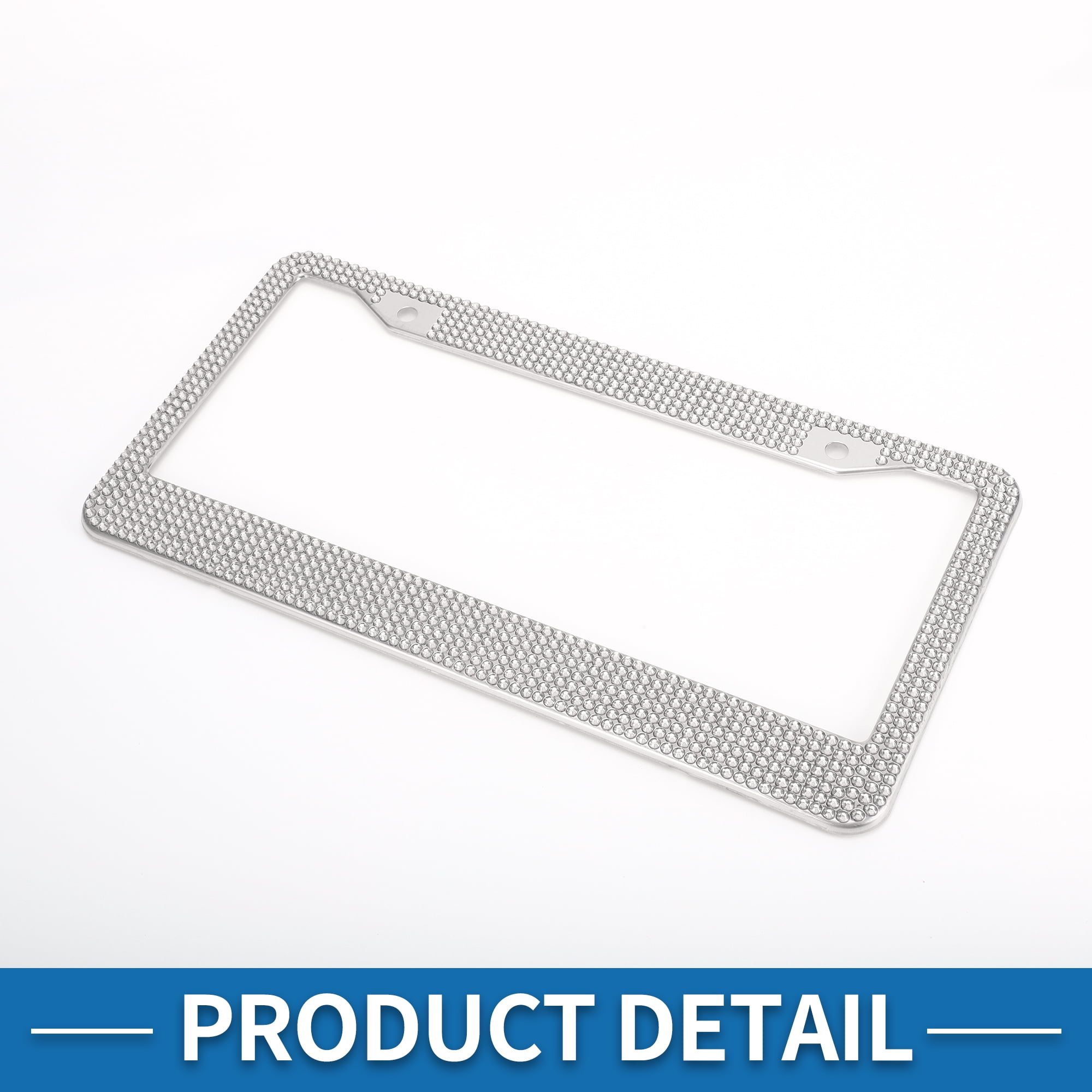 Unique Bargains Stainless Steel License Plate Holder with Round Holes White