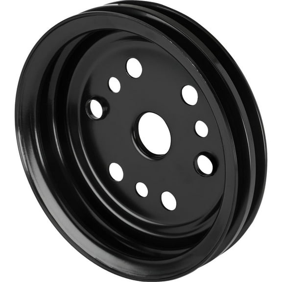 Double Groove Crank Pulley, Black, Fits Small Block Chevy