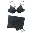 thumbnail image 5 of Abcnature Women's Bikini Swimsuits Sets, Thong Bikini Sets Three-piece Suit B&age Solid Sexy Bikini Push-Up Padded Beachwear Set Swimwear Bikini Sets for Women Black L, 5 of 7