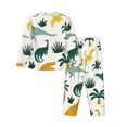 thumbnail image 2 of Bingfone Womens Pajama Sets Dinosaurs And Tropical Leaves Print,Long Sleeve Loungewear Pajamas Set-Small, 2 of 9