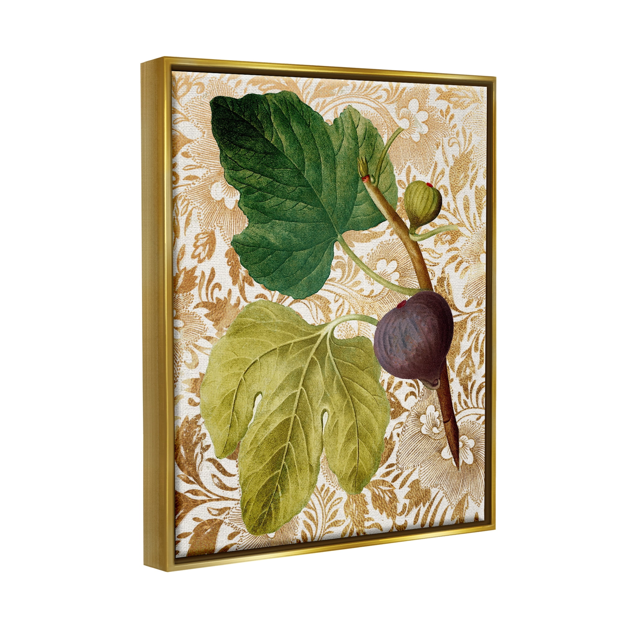 Stupell Industries Ornate Produce Fig Plant Pattern Botanical & Floral Painting Gold Floater Framed Art Print Wall Art