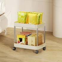 Bxaolu Slim Storage Cart with Wheels - 2 Tier Bathroom Organizers and Storage Cart - Rolling Carts for Bathroom, Kitchen, Narrow Space, Laundry Room,White