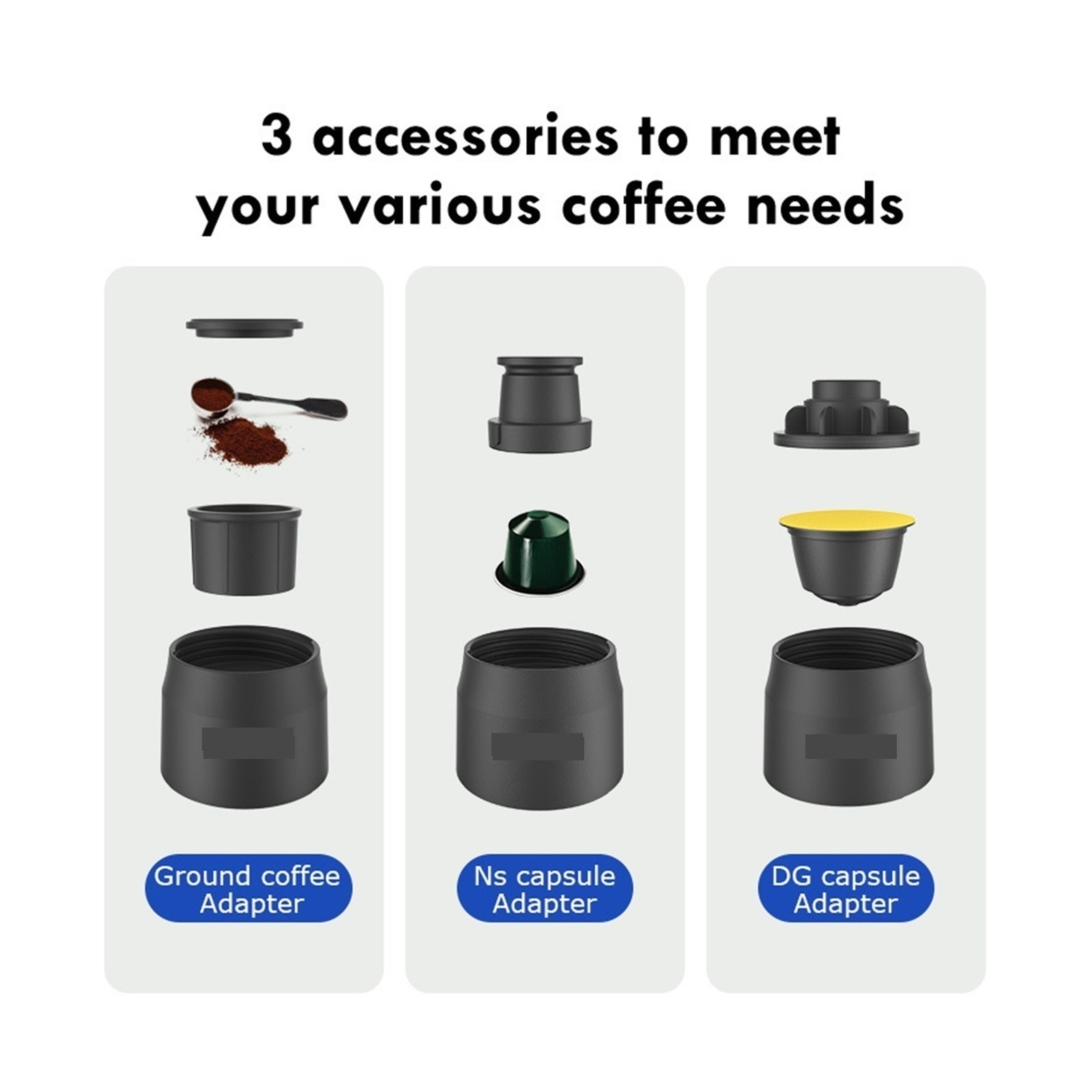 3 In1 Portable Coffee Machine Hot/Cold Water Manual Espresso Maker For Capsule & Ground Hand Press Brewer Home Travel ,Portable