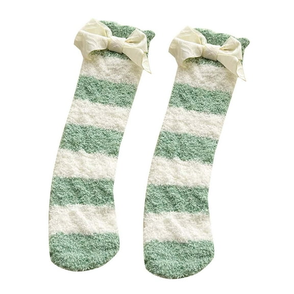 EnJoCho Clearance Cute Socks for Women Womens Fuzzy Socks Cozy Winter Warm Soft Cute Bowknot Fuzzy Home Slipper Socks Adult Xmas Winter Themed Charming Socks Heated Socks Bulk Red Green Cute&Fun