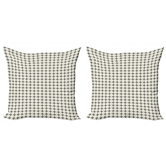 Ambesonne Geometric Throw Pillow Cover 2 Pack, Geometric Stars Design, 18", Charcoal Grey and Ivory