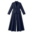 thumbnail image 5 of Atkumj Blazer Sets Women 2 Piece Outfits Stylish Lapel Button Jackets and Wide Leg Pants Suit Set Casual Solid Color Women Suits 2 Piece Set Business S, 5 of 7
