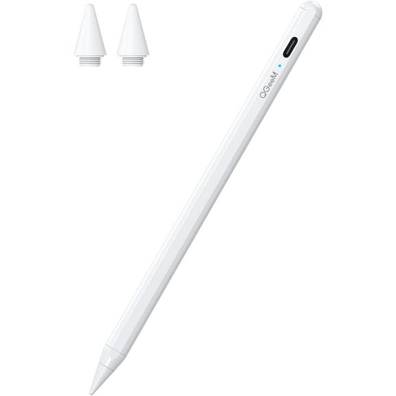 Stylus Pen for iPad , QGeeM iPad Pencil with Palm Rejection Compatible with (2018-2021) Apple iPad Pro (11/12.9 Inch),iPad 6th/7th/8th Gen,iPad Mini 5th Gen,iPad Air 3rd/4th Gen ,Apple Pencil -White