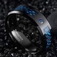 thumbnail image 5 of NUNCAD 8mm Blue Black Celtic Dragon Tungsten Rings Zircon and Carbon Fiber Inlay Wedding Band for Men Women Comfort Fit Size 7-12, 5 of 5