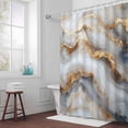 thumbnail image 5 of Ombre White Golden Black Marble Texture Fabric Shower Curtain Modern Art Washable Shower Curtains for Bathroom, Waterproof Bath Curtain with Hooks Home Decor 72x72in, 5 of 8