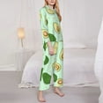 thumbnail image 4 of Kll Avocado Print Women'S Long Sleeve Pajamas With Pants Sleepwear Loungewear 2 Set-Medium, 4 of 9
