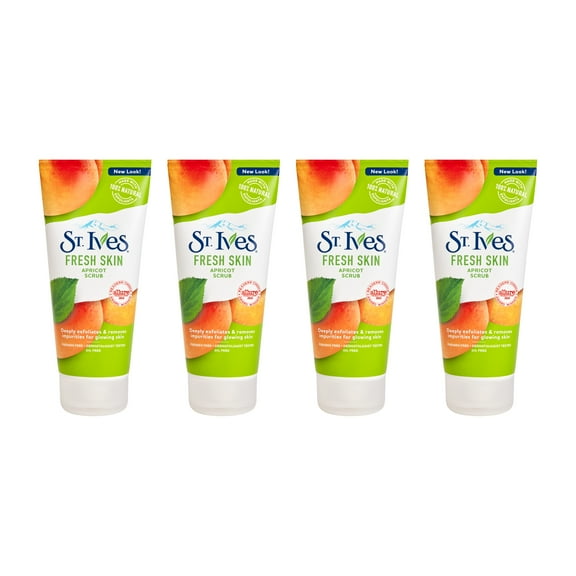 St. Ives Fresh Skin Exfoliating Face Scrub, Apricot Facial Exfoliator 6 oz - 4 Pack