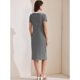 thumbnail image 4 of DARING DIVA Striped Ribbed Knit Short Sleeve Midi Dress L Black, 4 of 6