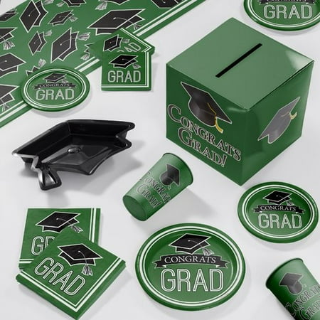 - Graduation School Spirit Green Deluxe Party Supplies Kit