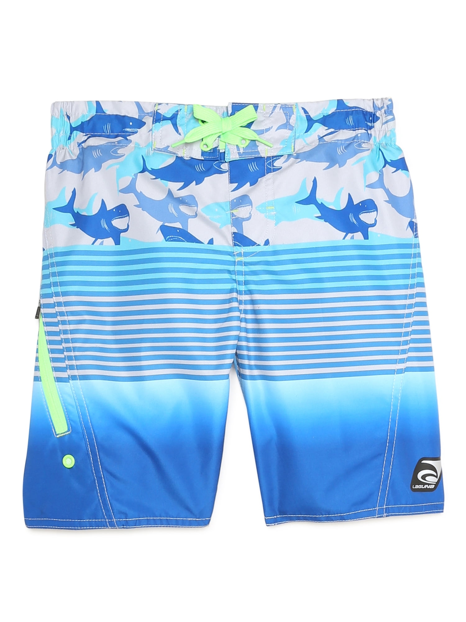 Shark Comic Style Boy Swim Trunks Board Quick Dry Beach Shorts with Pocket 