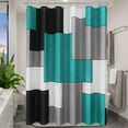 thumbnail image 6 of Modern Aqua Shower Curtain Teal Geometric Black Gray 72"x72" Shower Curtain Set Turquoise Green Shower Curtain Coastal Sea Beach for Kid Teen Water Repellent Fabric Home Decor with 12 Hooks, 6 of 6
