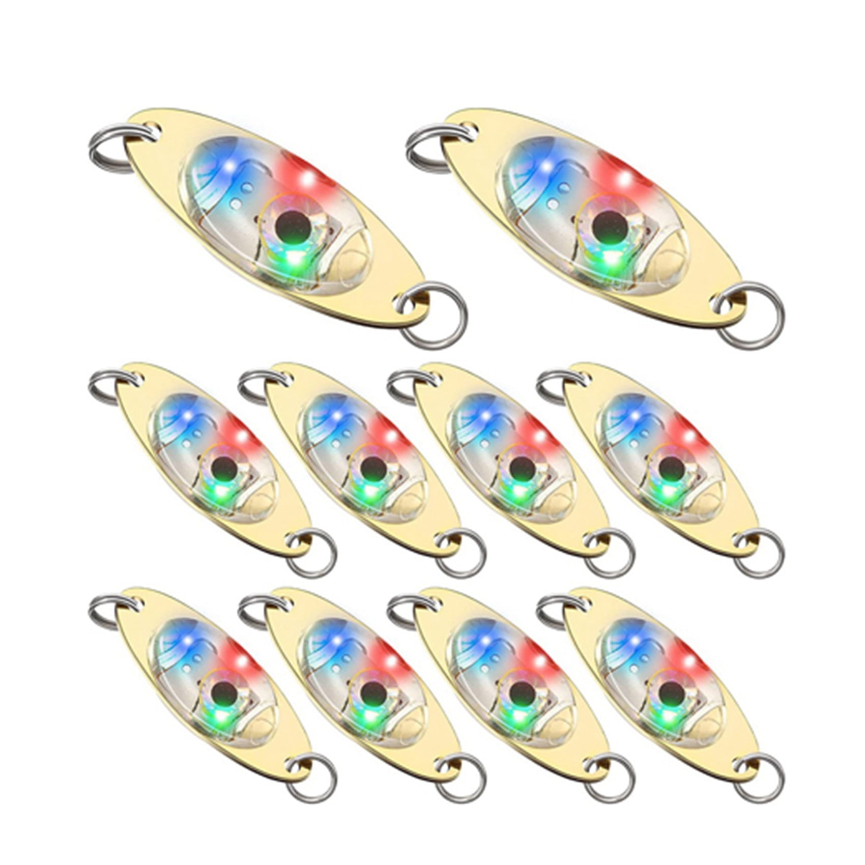20 Pcs LED Fishing Lures Fishing Spoons Underwater Flasher Bass Halibut Flasher Trolling Deep Drop Fishing Light,20 x LED lighted bait flashers,Golden