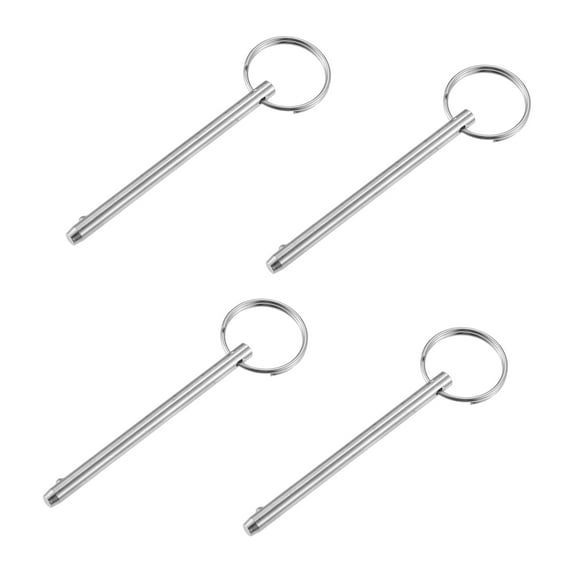 Unique Bargains 4pcs Bimini Top Quick Release Pin 1/4" Diameter Overall Length 3.74'' Boat Canopy Pins with Pull Ring