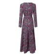 thumbnail image 5 of IDALL Robes Maxi, Robe à Manches Longues Robe Imprimée Robe Longue Vêtements Musulmans Robes Longues, Robes Hawaïennes, Robes pour Femmes Robe Violette S, 5 of 5