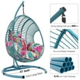 thumbnail image 5 of Oversized Hanging Egg Chair Outdoor Indoor, Wicker Swing Egg Chair with Stand  Rain Cover UV Resistant Cushion 400lbs Capacity for Bedroom, Patio, Garden and Balcony (Hawaii Blue-Regular), 5 of 14