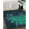 thumbnail image 2 of Ahgly Company Indoor Round Patterned Dark Cyan Green Area Rugs, 5' Round, 2 of 6