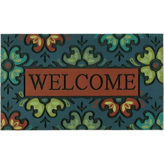 Door Mat Welcome Mat 18x30 Inch Front Door Mat Outdoors for Home Entrance Outside Entry Way Doormat, Heavy Duty Non Slip Rubber Back Low Profile, Flower Welcome
