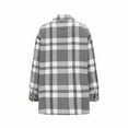 thumbnail image 4 of Flannels for Women Cropped Shacket Jacket Women's Long Sleeved Front Opening Loose Outer Garment Plaid Shirt Jacket Shirt Gray XXL, 4 of 5