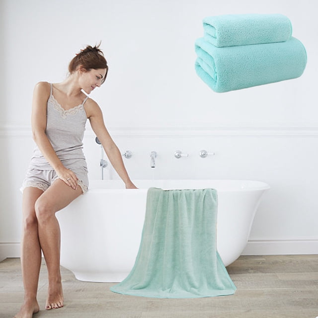 Juego de toallas de baño de lino - 1 toalla grande y 1 paño de lavado, altamente absorbente, de secado rápido, 70x140cm y 35x75cm, suave para baño, spa, gimnasio - rosa, verde, gris, blanco