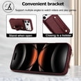 thumbnail image 4 of For IPhone 17 Pro Max Case  Premium PU Leather Wristband Holder With Multiple-Card Slots, Flip Wallet Phone Case With Detachable Crossbody,wine red,For iPhone 17 Pro Max, 4 of 8