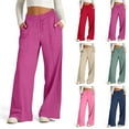 thumbnail image 5 of cocolona Sweatpants for Women with Pockets, Wide Leg Baggy Red Sweatpants High-Waisted Drawstring Joggers Pants Lounge Trousers, 5 of 6