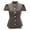 Coffee, variant on Women's Mandarin Collar Button Down Shirt Short Sleeve Slim Fit Top Soft Casual Spring Summer Blouse,S