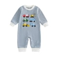 thumbnail image 2 of felwors Baby Boy Fall Clothes Newborn Winter Outfit Truck Embroidered Jumpsuit Cotton Striped Long Sleeve Romper Onesie (Blue,3-6 Months), 2 of 5