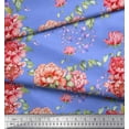 thumbnail image 2 of Soimoi Poly Georgette Fabric Leaves & Peony Floral Printed Fabric 1 Yard 52 Inch Wide, 2 of 3