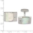 thumbnail image 5 of Stainless Steel Polished Mother of Pearl CZ Cuff Links, 5 of 7