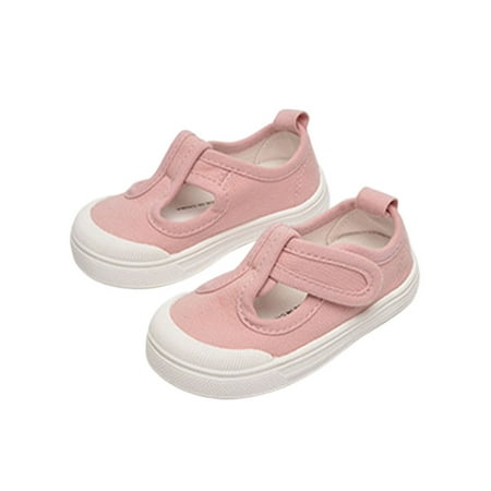 

Colisha Children Canvas Sneakers Magic Tape Flats Comfort Casual Shoes Sport Slip Resistant Walking Shoe Non-Slip Moccasins Pink 6C