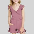 thumbnail image 2 of Isvgxsz New Swimsuit One Piece Clearance Solid Cozy Sleeveless Baby Girls One-Piece Swimsuits Skin-Friendly Deep V-Neck Pocket Flounce Bathing Suits For Girls Pink 11 Years, 2 of 10