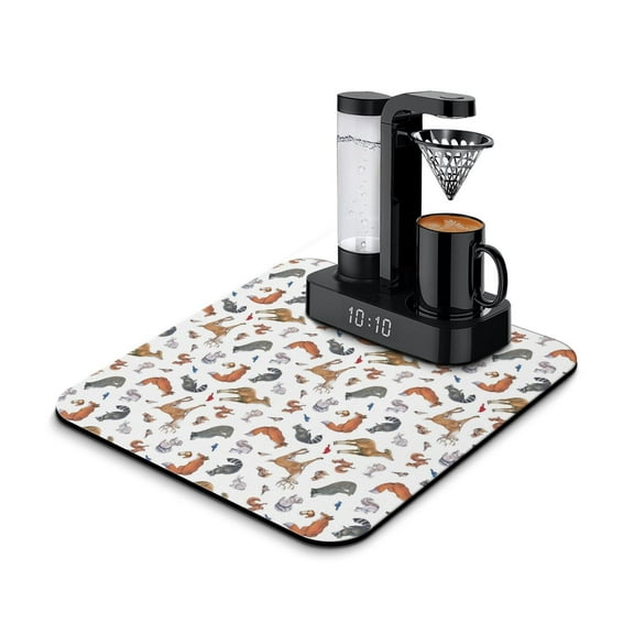 Majestic Wolf and Stars Coffee Station Mat - Galaxy Themed Absorbent Mat with Non-Slip Base, 15.7 x 23.6 Inch