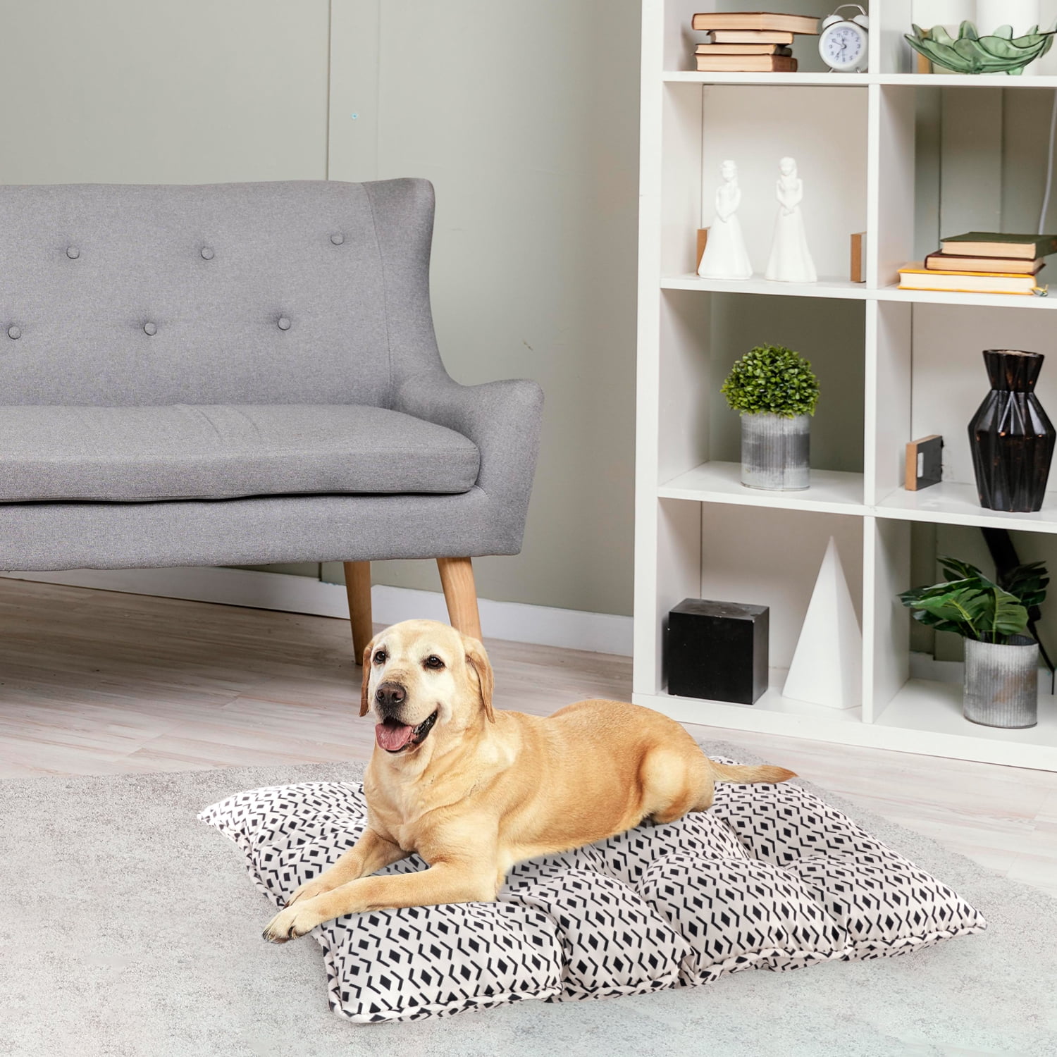 Details Luxury Printed Microsuede Tufted Pet Mat for Dogs and Cats - Durable, Comfortable, and Stylish Bedding for Small to Large Breeds