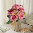 thumbnail image 6 of ZhyrZng 5 Heads Artificial Rose Bouquet - Realistic Silk Fake Flower Bush for Wedding Home Office Decoration & Valentine's Day Floral Arrangement featuring Long Stalk, 6 of 7