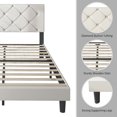 thumbnail image 3 of Uhomepro Adjustable Headboard Modern Faux Leather Platform Bed, Creamy White, 3 of 8
