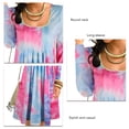 thumbnail image 4 of Vestido Tie Dye Mujer Suelto Casual Poliéster Cuello Redondo Manga Larga Ropa De Otoño Azul M, 4 of 5