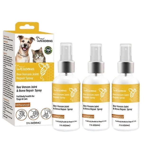 1-3X Pet Bee Venom Joint & Bone Therapy Spray, Spray reparador de articulaciones para perros y gatos, alivio del dolor de articulaciones corporales, músculos y huesos, spray para el cuidado de 60 ml,