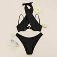 thumbnail image 7 of Clearance! Hontri Bikini Sets for Women Gathering Neck Gathering Steel Support Chest Cushion Split Colorful Sexy Bikini Women's Swimsuit Bikini Black,Xxl, 7 of 7