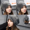 thumbnail image 2 of pitrice Autumn/Winter Velvet Women Beanies Solid Color Ears Protection Causal Warm Hat Cap, 2 of 3