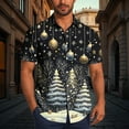 thumbnail image 2 of SERTG Men's Christmas Print Short Sleeve Shirt Lapel Collar Button Front Resort Casual Hawaiian Shirt Men Christmas Gifts Tops(Black,3XL), 2 of 6
