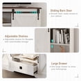 thumbnail image 6 of Melidee Corner TV Stand for 65 inch TV, Wood Entertainment Center with Sliding Barn Doors and Storage, Media Console Cabinet, 58.1" x 15.6" x 31.1" H, White, 6 of 9
