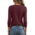 thumbnail image 4 of ASDFVBKG Women's Tops Fall Crew Neck Long Sleeve Tshirts Shirts Casual 2026 Fashion Clothes Outfits Wine M, 4 of 5