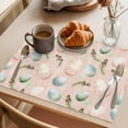thumbnail image 3 of Easter Eggs Placemats Set of 4, Vintage Watercolor Boho Pink Blue Easter Eggs Feather Pink Plaid Non-Slip Place Mats Washable Table Mats for Kitchen Dining Table Decorations Indoor/Outdoor, 3 of 9