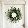 thumbnail image 5 of Mbvtdt 18" Artificial Olive Leaf & Fruit Wreath,Artificial Hanging Garland Ornament,Realistic Green Olive Branches with Spring Floral Accents,Home Wedding Arch Party Home Wall Garden Decorations, 5 of 8